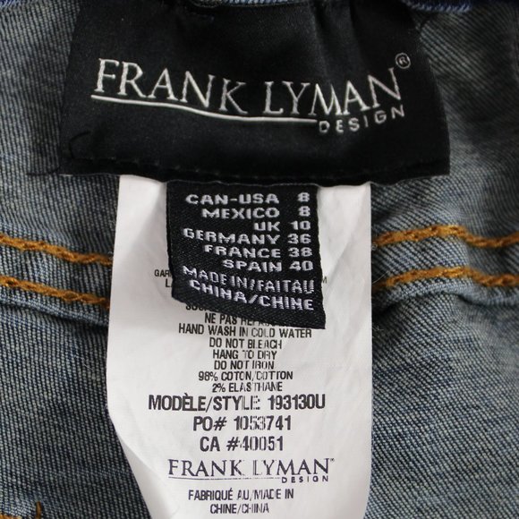 Frank Lyman Leopard Print Accent Panel Medium Blue Fade Skinny Jeans, Si… - Picture 8 of 8